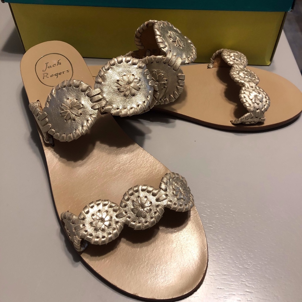 Jack Rogers 'Lauren' Sandal - sz 9.5 - Platinum